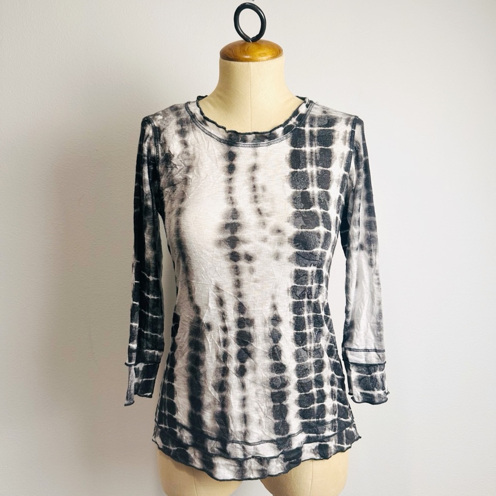 David Cline Crushed Tie Dye Long Sleeve Top Coal Size Small
